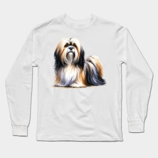 Lhasa Apso Watercolor - Beautiful Dog Long Sleeve T-Shirt